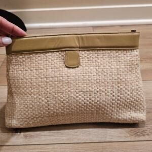 Morris Moskowitz Straw Leather Clutch Handbag